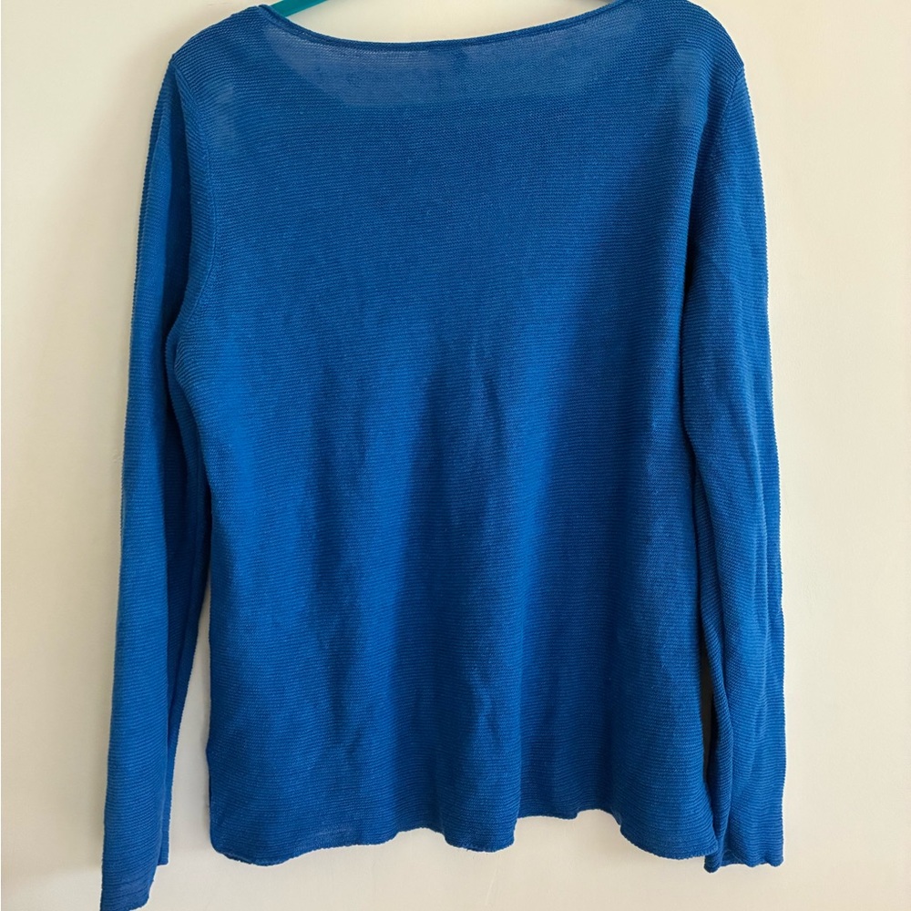 Eileen Fisher Blue Organic Linen Women's Pullover Shirt - Picture 5 of 10